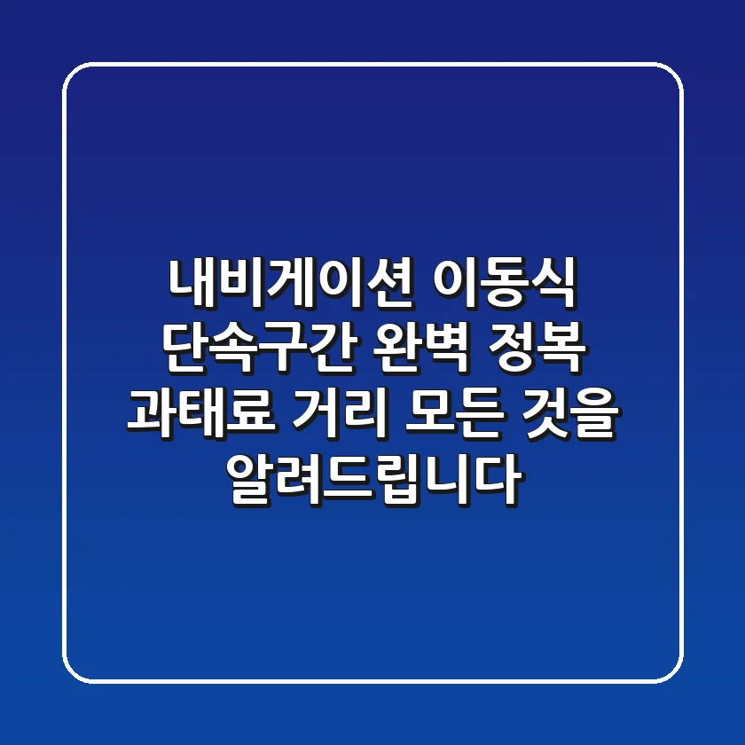 내비게이션 이동식 단속구간 완벽 정복 과태료 거리 모든 것을 알려드립니다