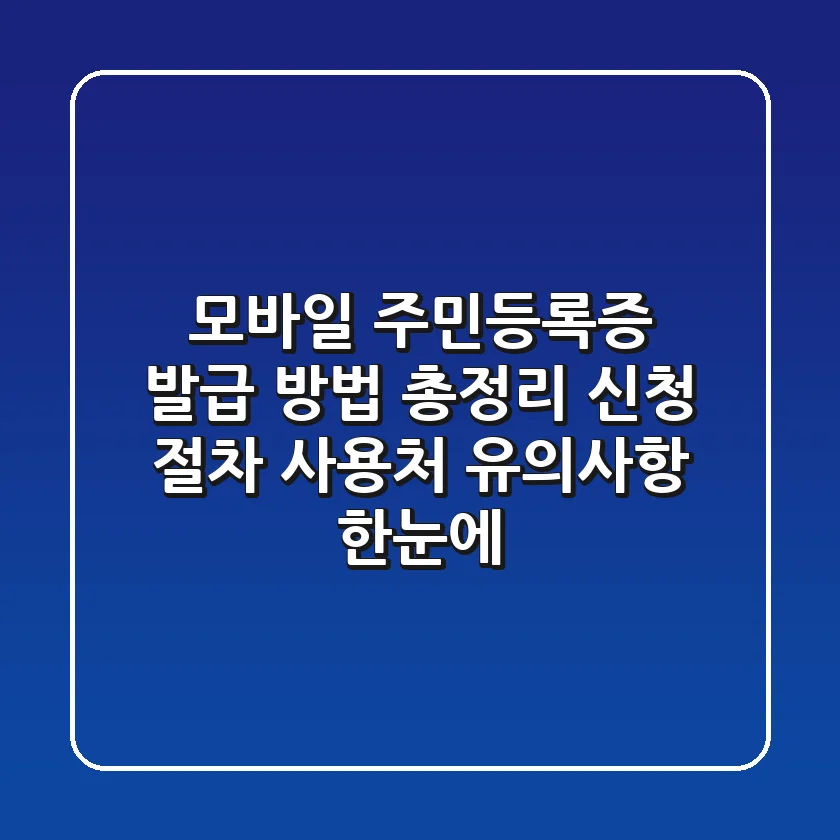 모바일 주민등록증 발급 방법 총정리 신청 절차 사용처 유의사항 한눈에