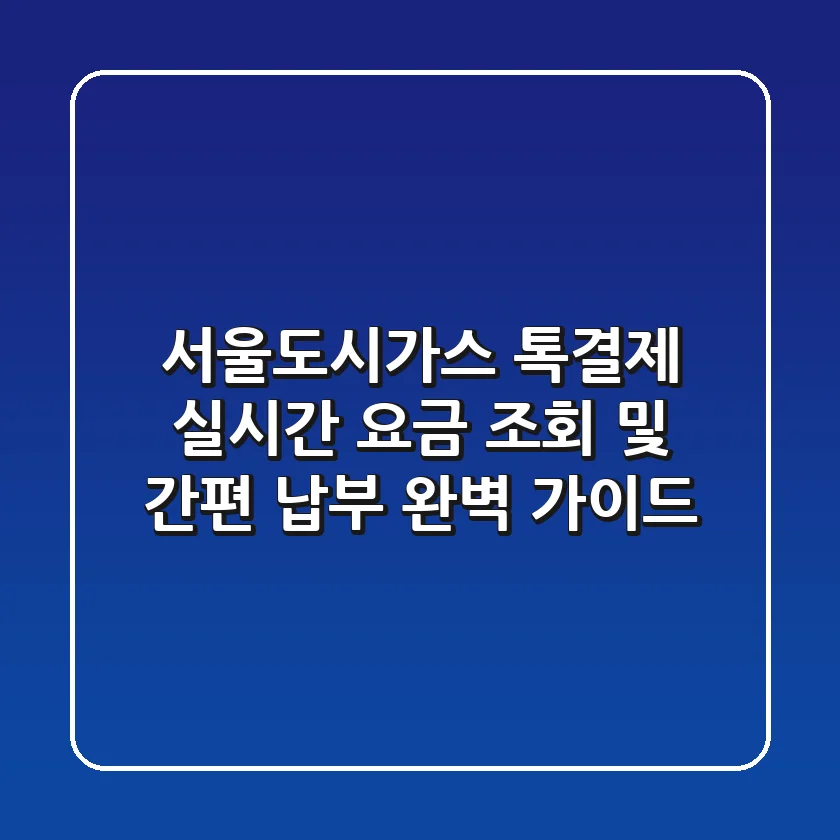 서울도시가스 톡결제: 실시간 요금 조회 및 간편 납부 완벽 가이드