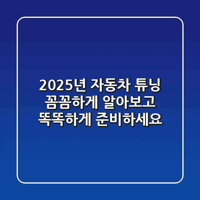 2025년 자동차 튜닝, 꼼꼼하게 알아보고 똑똑하게 준비하세요!