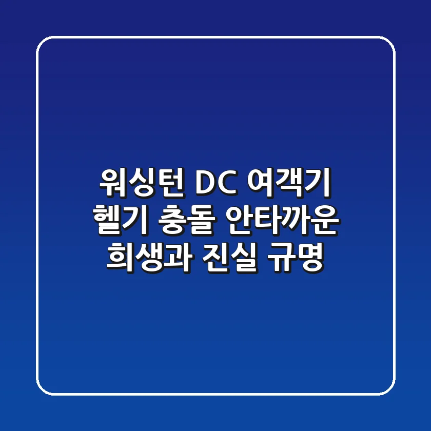 워싱턴 DC 여객기 헬기 충돌, 안타까운 희생과 진실 규명