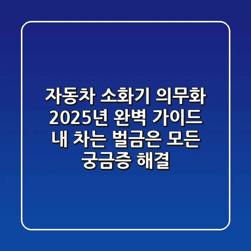 자동차 소화기 의무화, 2025년 완벽 가이드: 내 차는? 벌금은? 모든 궁금증 해결!