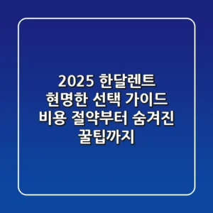 2025 한달렌트 현명한 선택 가이드: 비용 절약부터 숨겨진 꿀팁까지!