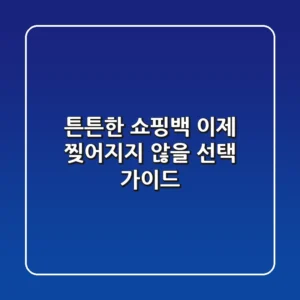 튼튼한 쇼핑백, 이제 찢어지지 않을 선택 가이드