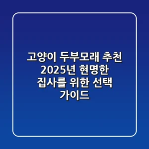 고양이 두부모래 추천, 2025년 현명한 집사를 위한 선택 가이드