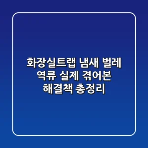 화장실트랩: 냄새, 벌레, 역류? 실제 겪어본 해결책 총정리!