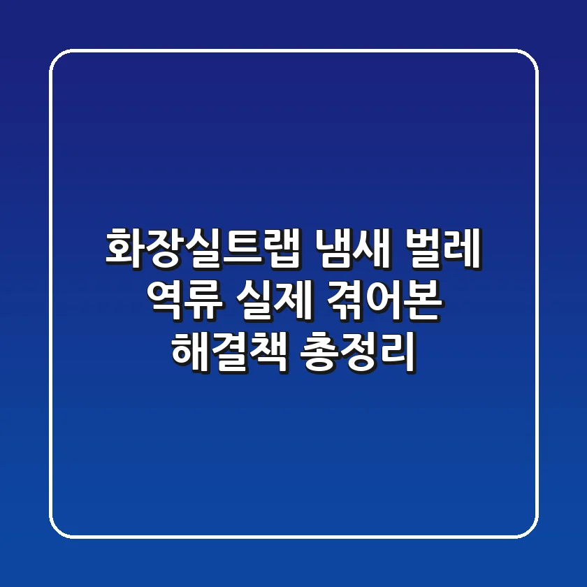화장실트랩: 냄새, 벌레, 역류? 실제 겪어본 해결책 총정리!