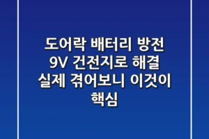 도어락 배터리 방전, 9V 건전지로 해결? 실제 겪어보니 이것이 핵심