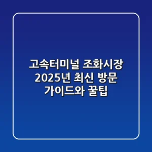 고속터미널 조화시장, 2025년 최신 방문 가이드와 꿀팁
