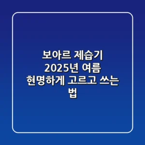 보아르 제습기, 2025년 여름 현명하게 고르고 쓰는 법