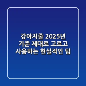 강아지줄, 2025년 기준 제대로 고르고 사용하는 현실적인 팁