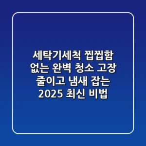 세탁기세척, 찝찝함 없는 완벽 청소! 고장 줄이고 냄새 잡는 2025 최신 비법