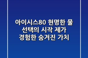 아이시스8.0, 현명한 물 선택의 시작: 제가 경험한 숨겨진 가치