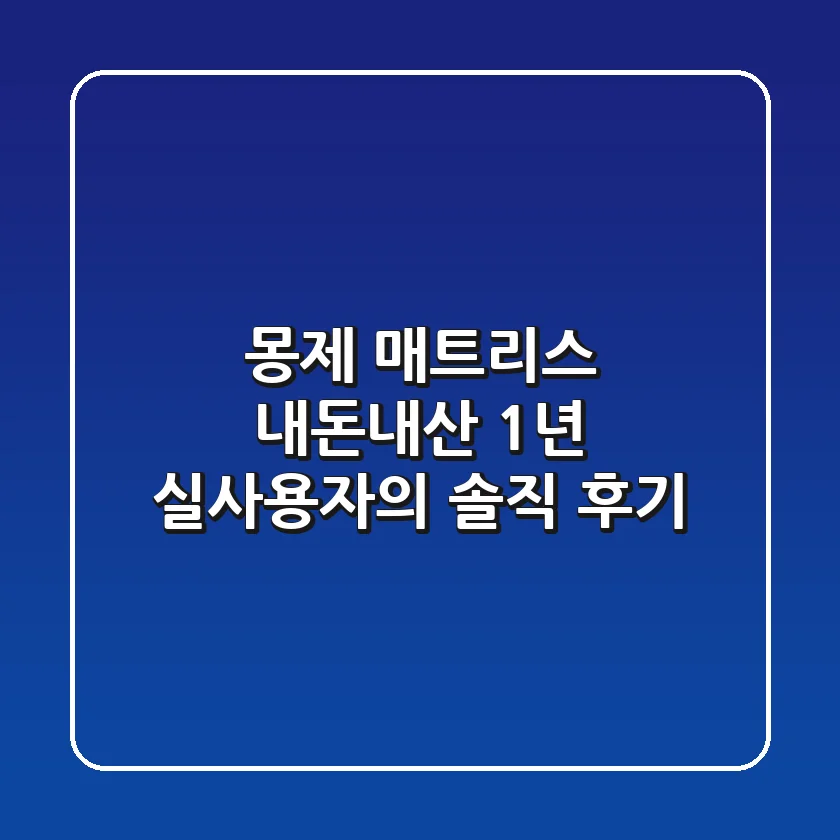 몽제 매트리스 내돈내산, 1년 실사용자의 솔직 후기