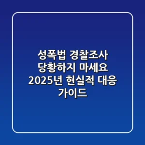 성폭법 경찰조사, 당황하지 마세요! 2025년 현실적 대응 가이드