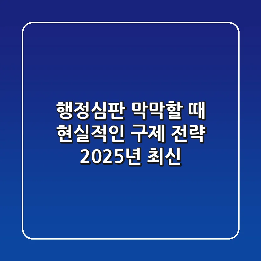 행정심판, 막막할 때 현실적인 구제 전략 (2025년 최신)