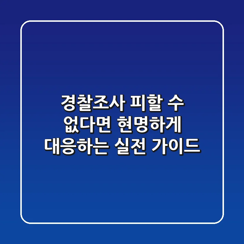 경찰조사 피할 수 없다면? 현명하게 대응하는 실전 가이드