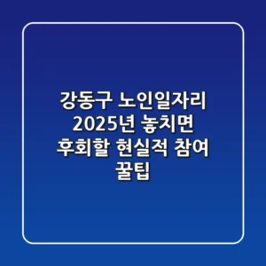 강동구 노인일자리: 2025년, 놓치면 후회할 현실적 참여 꿀팁!