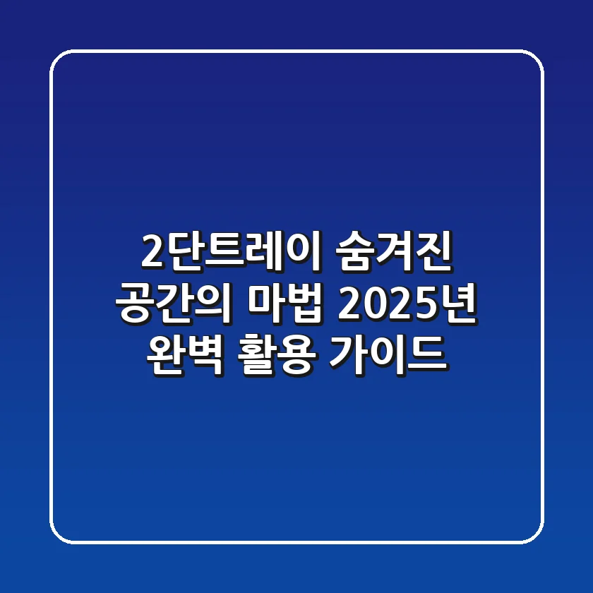 2단트레이: 숨겨진 공간의 마법, 2025년 완벽 활용 가이드