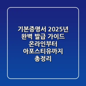 기본증명서, 2025년 완벽 발급 가이드: 온라인부터 아포스티유까지 총정리