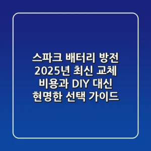 스파크 배터리 방전, 2025년 최신 교체 비용과 DIY 대신 현명한 선택 가이드