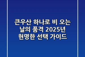 큰우산 하나로 비 오는 날의 품격, 2025년 현명한 선택 가이드