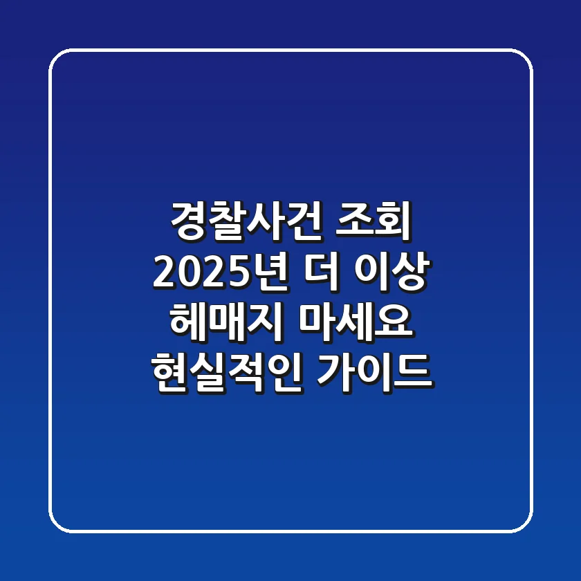 경찰사건 조회 2025년, 더 이상 헤매지 마세요! 현실적인 가이드