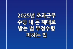 2025년 초과근무 수당, 내 돈 제대로 받는 법 (+ 부정수령 피하는 법)
