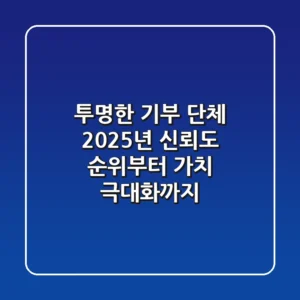 투명한 기부 단체, 2025년 신뢰도 순위부터 가치 극대화까지