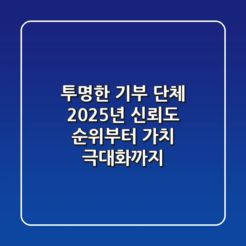 투명한 기부 단체, 2025년 신뢰도 순위부터 가치 극대화까지