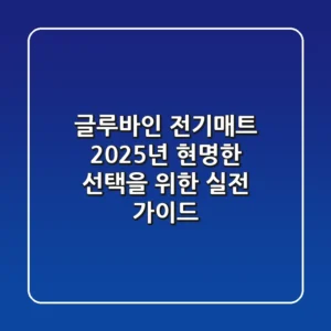 글루바인 전기매트, 2025년 현명한 선택을 위한 실전 가이드