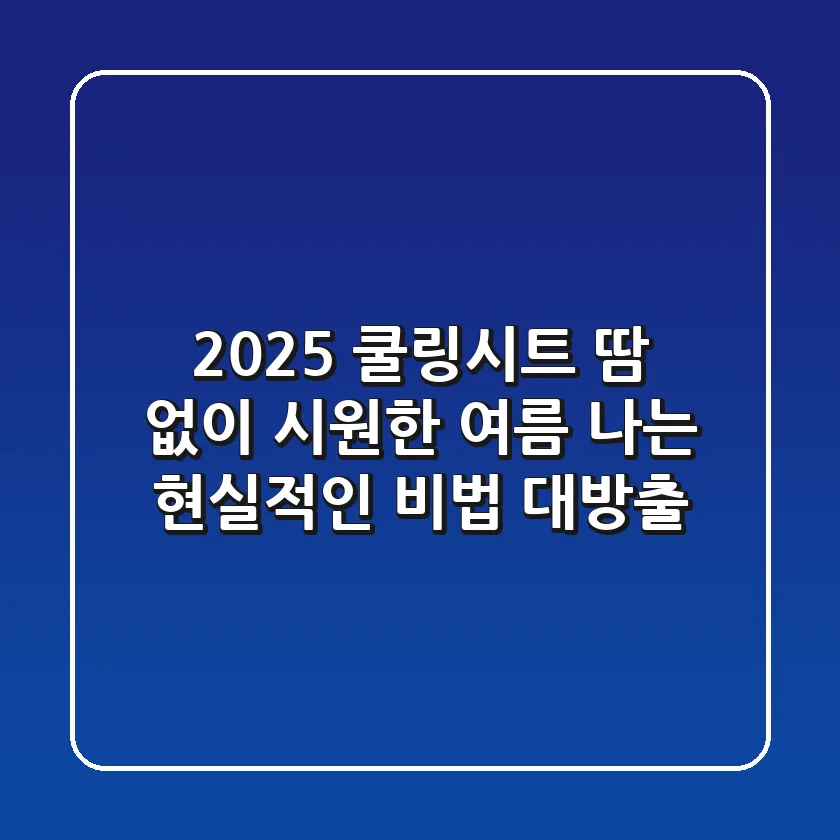 2025 쿨링시트, 땀 없이 시원한 여름 나는 현실적인 비법 대방출!