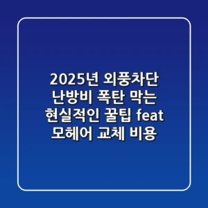 2025년 외풍차단, 난방비 폭탄 막는 현실적인 꿀팁 (feat. 모헤어 교체 비용)