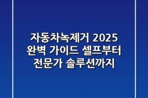 자동차녹제거 2025 완벽 가이드: 셀프부터 전문가 솔루션까지