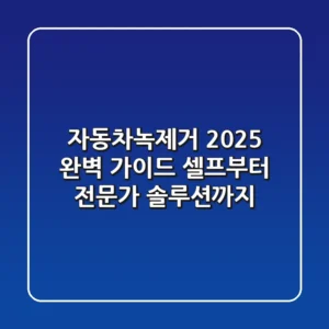 자동차녹제거 2025 완벽 가이드: 셀프부터 전문가 솔루션까지