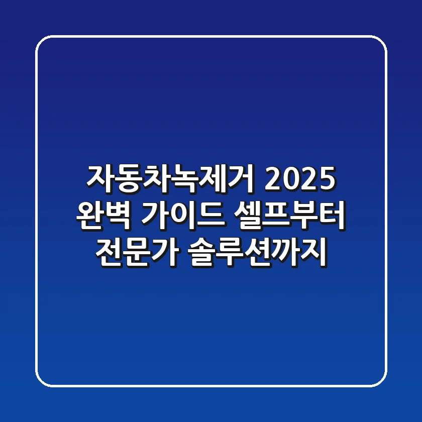 자동차녹제거 2025 완벽 가이드: 셀프부터 전문가 솔루션까지