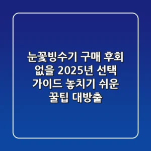 눈꽃빙수기 구매 후회 없을 2025년 선택 가이드: 놓치기 쉬운 꿀팁 대방출!