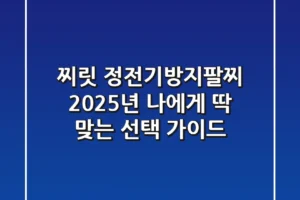 찌릿! 정전기방지팔찌, 2025년 나에게 딱 맞는 선택 가이드