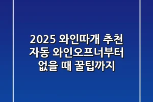 2025 와인따개 추천: 자동 와인오프너부터 없을 때 꿀팁까지!