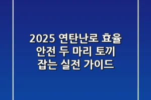 2025 연탄난로, 효율 & 안전 ‘두 마리 토끼’ 잡는 실전 가이드