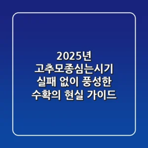 2025년 고추모종심는시기, 실패 없이 풍성한 수확의 현실 가이드