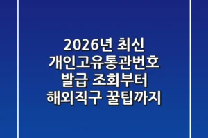 2026년 최신! 개인고유통관번호 발급, 조회부터 해외직구 꿀팁까지
